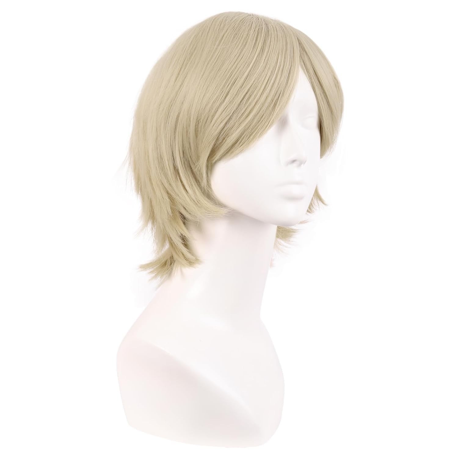 12 Inch/30 cm Men Women Short Straight Side Bangs Cosplay Costume Wig Blonde