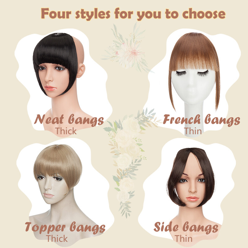 Thin/Thick Fringe Bangs Hair Clip-in Real AS Human Hair Extensions Front Piece