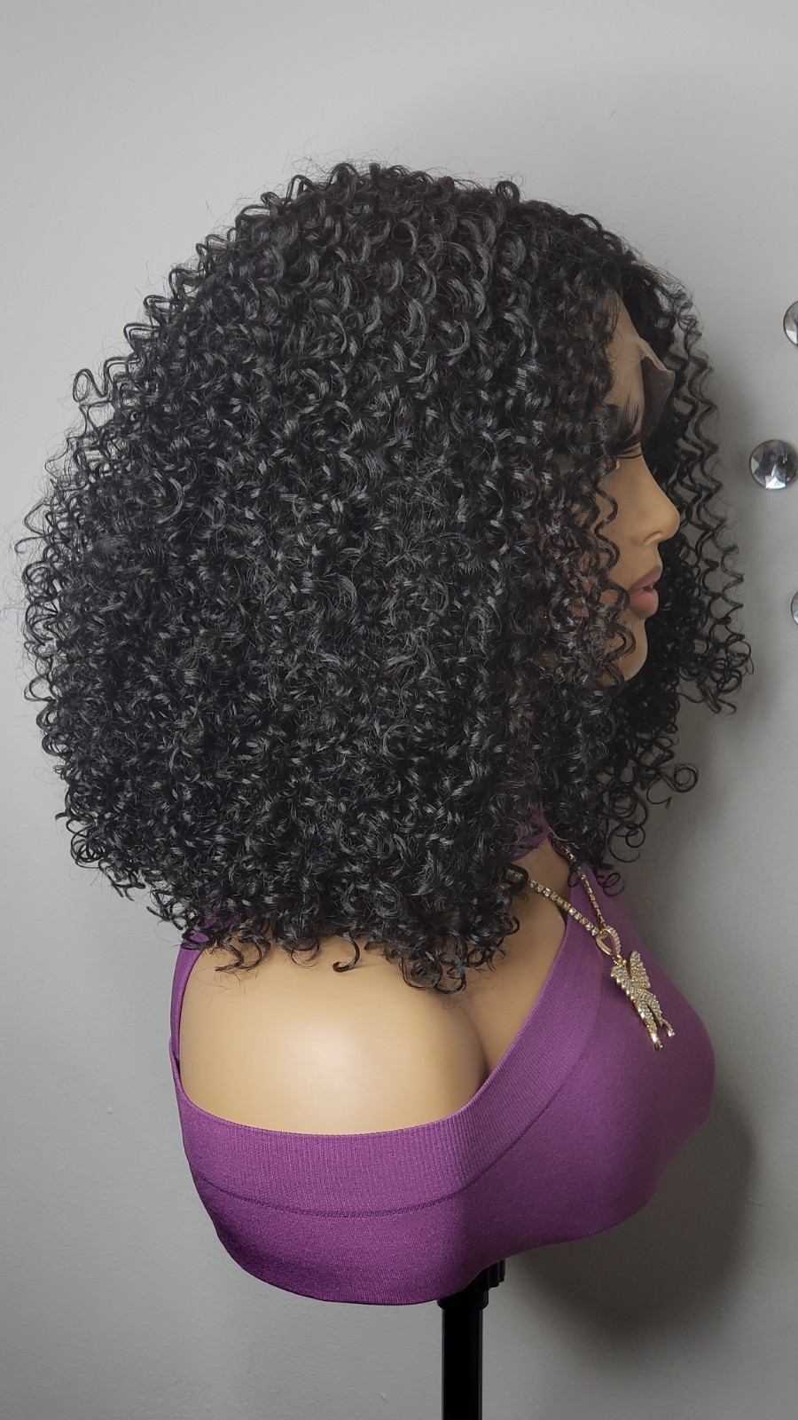 New Curly Afro Style Wig Black Y Part Lace Front Wig Womens Hair Wigs