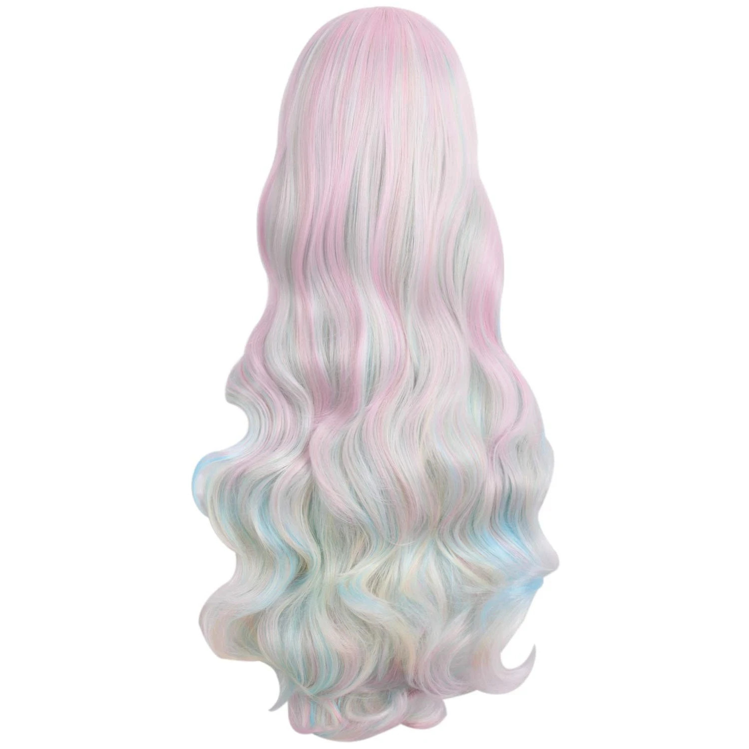 Multi-color Lolita Long Curly Clip on Ponytails Pink/Blue/Blonde