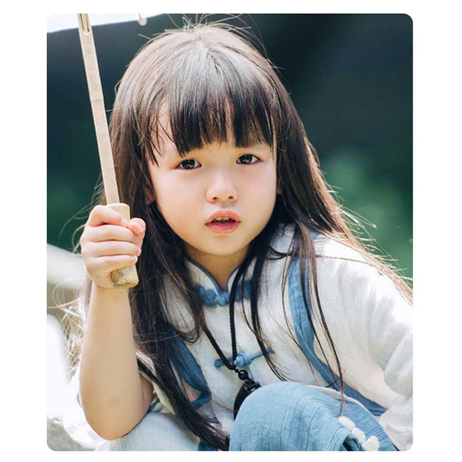 Children Wig Black Straight Hair Replacement For 3-8 Years Old Girls
