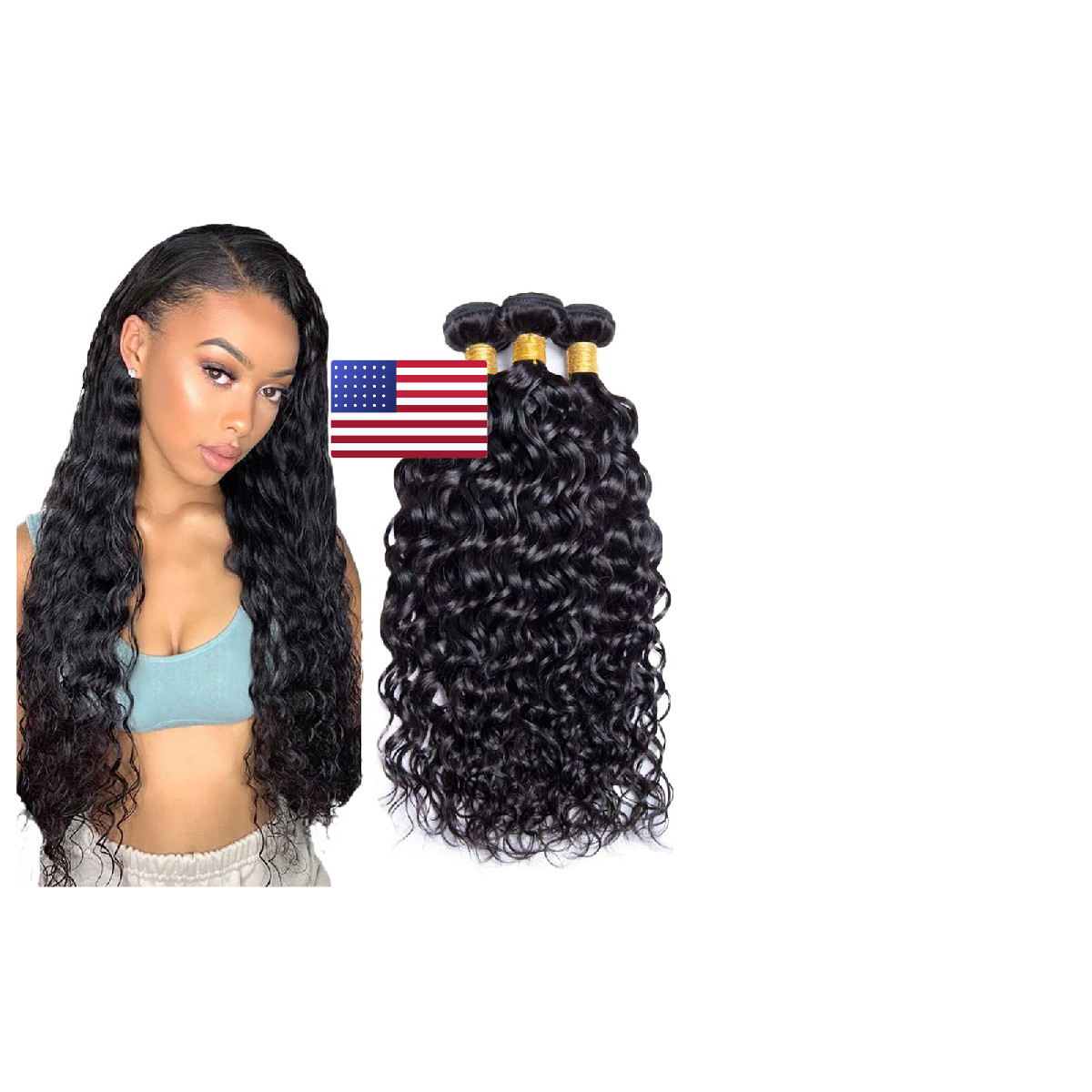 Zevpiul Water Wave Bundles Human Hair 20 22 24 Inch Unprocessed Brazilian