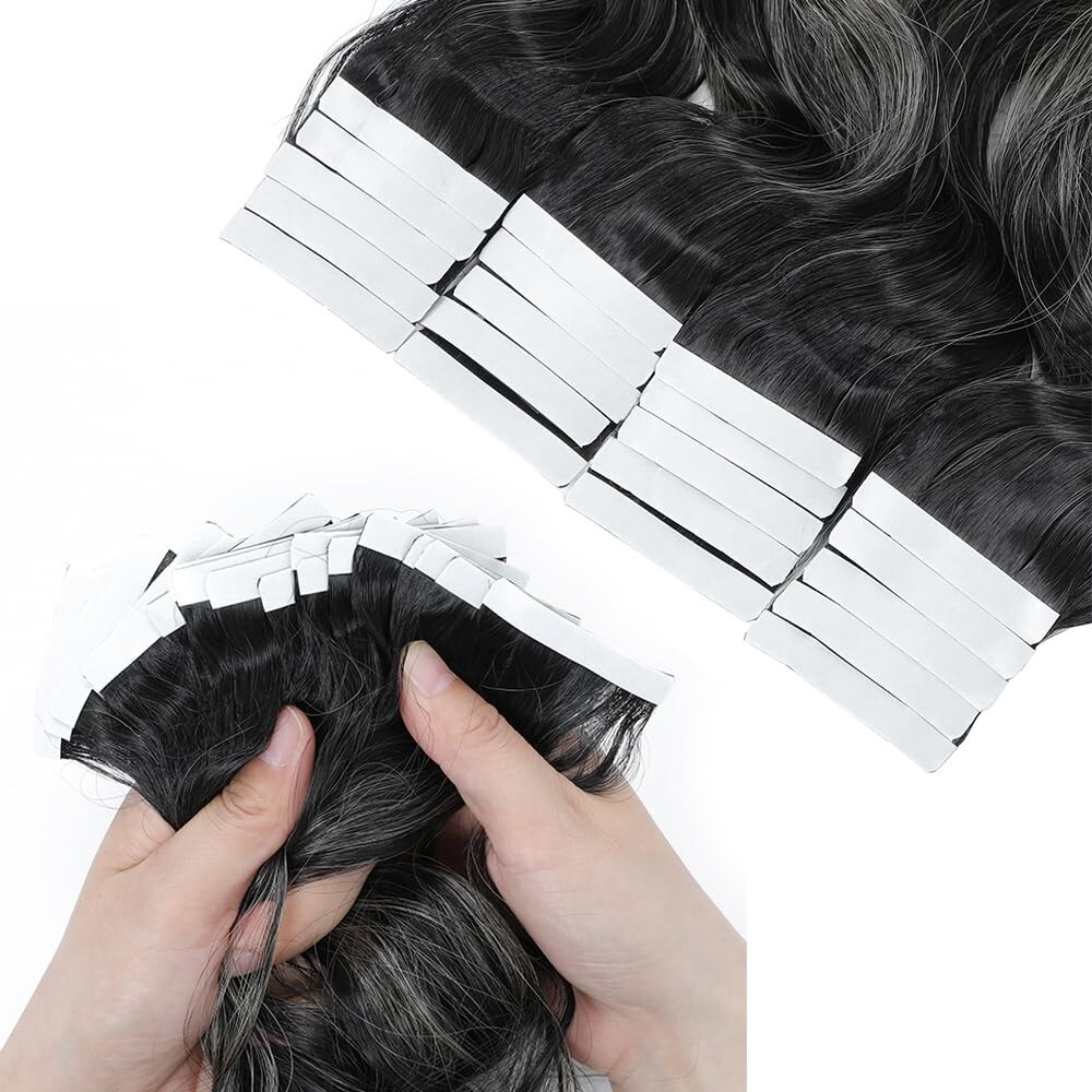 10 pcs 50g/pack wavy soft Synthetic Hair Tape in Extensions P1B/16, 20 inch
