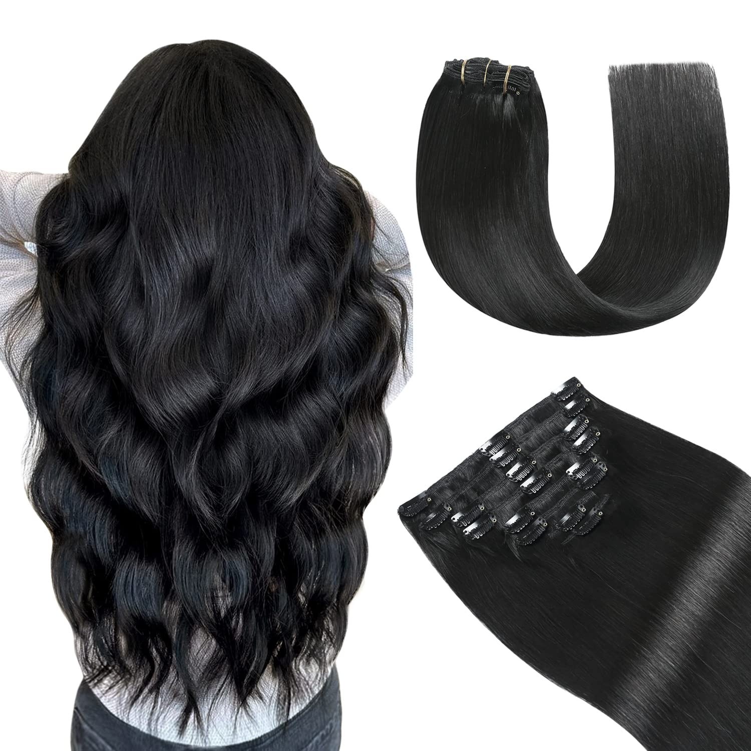 Clip In Hair Extensions Human Hair Invisible Remy Thick Highlight Fashion Hair