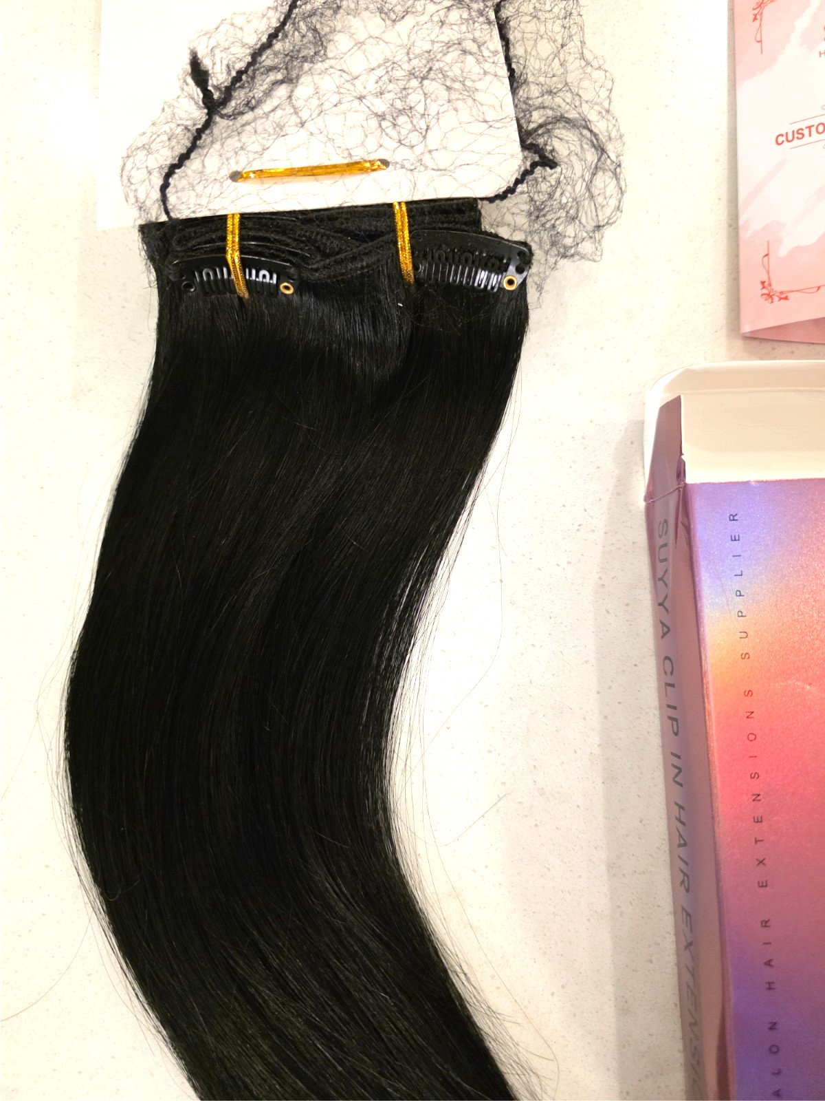 SUYYA Clip in Hair Extensions Real Human Hair 7 Pcs 20 Inch Jet Black 80 Grams