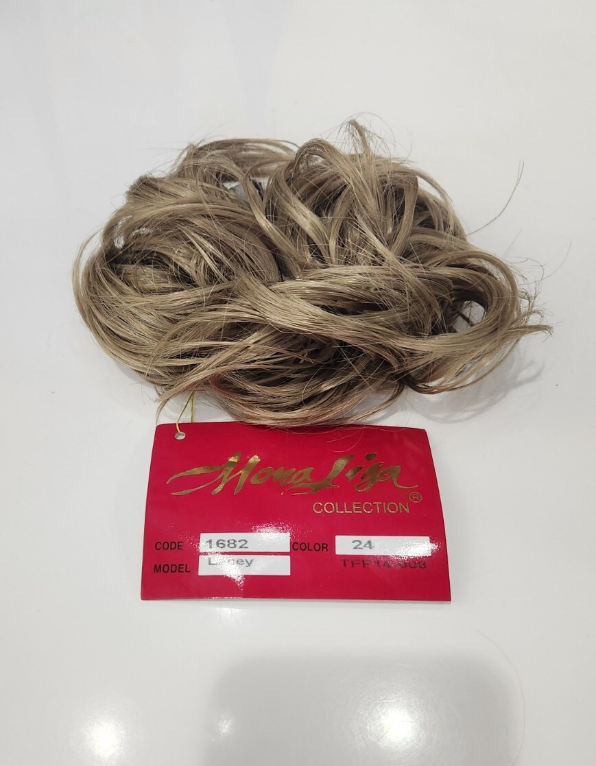 3.5″ Curly Scrunchie Ponytail Synthetic 24 Light Golden Blond Messy Bun