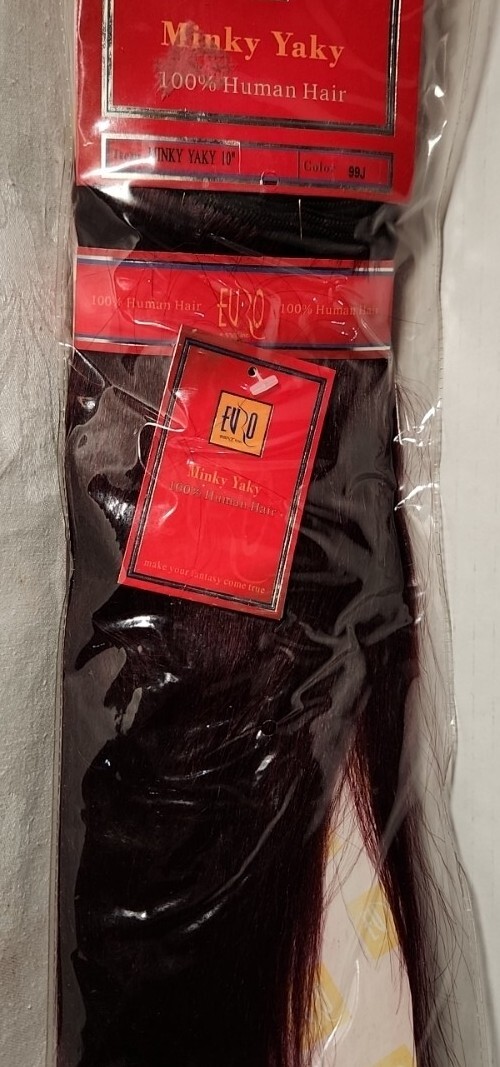 Euro Human Hair Premium Minky Yaki Colors in 2, 99J, P1B/99J, P4/30 10″
