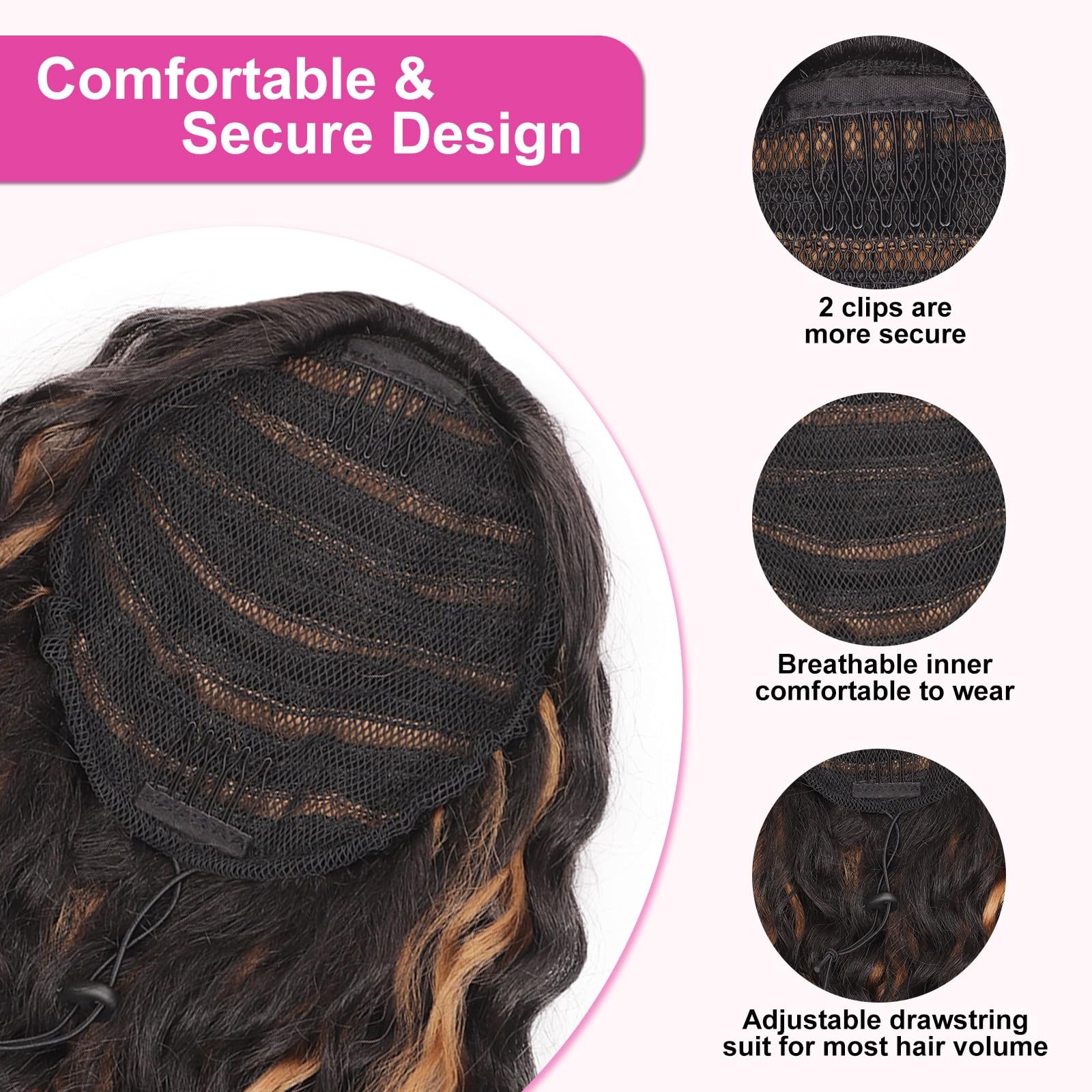 Curly Ponytail Extension 14 Inch Drawstring Ponytail for Women Clip in Synthe…