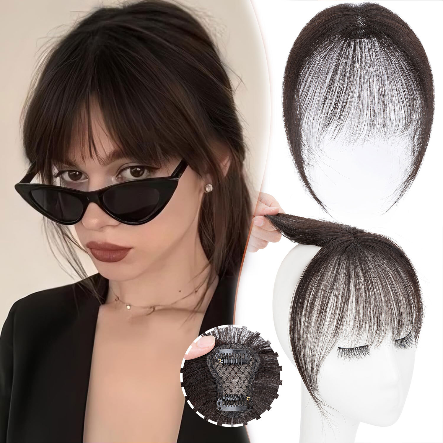 100% Human Hair Topper Clip in Hairpiece Wig Toupee Top Pieces Clip in Bangs USA