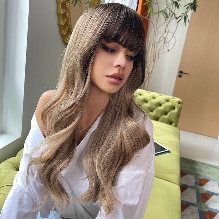 New w/Tags Haircube 26″ Long Ombre Brown Slightly Wavy Wig LC226-4