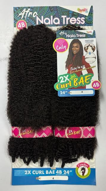 Janet Collection Nala Tress Synthetic Crochet Braid Hair 2X CURL BAE 4B 24″