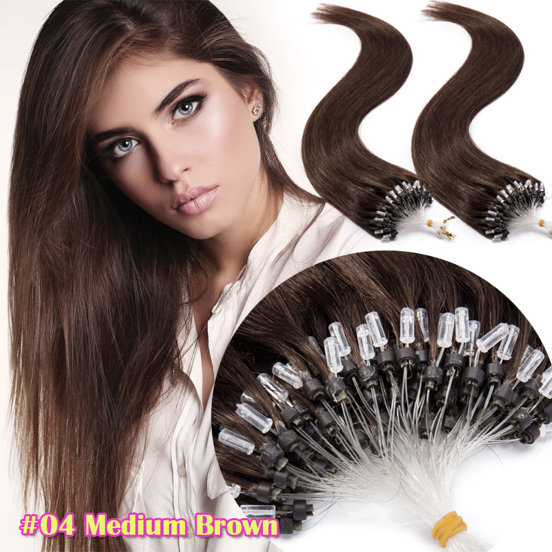 200G Russian Remy Micro Loop Rings Bead Human Hair Extensions Thick Full Head US