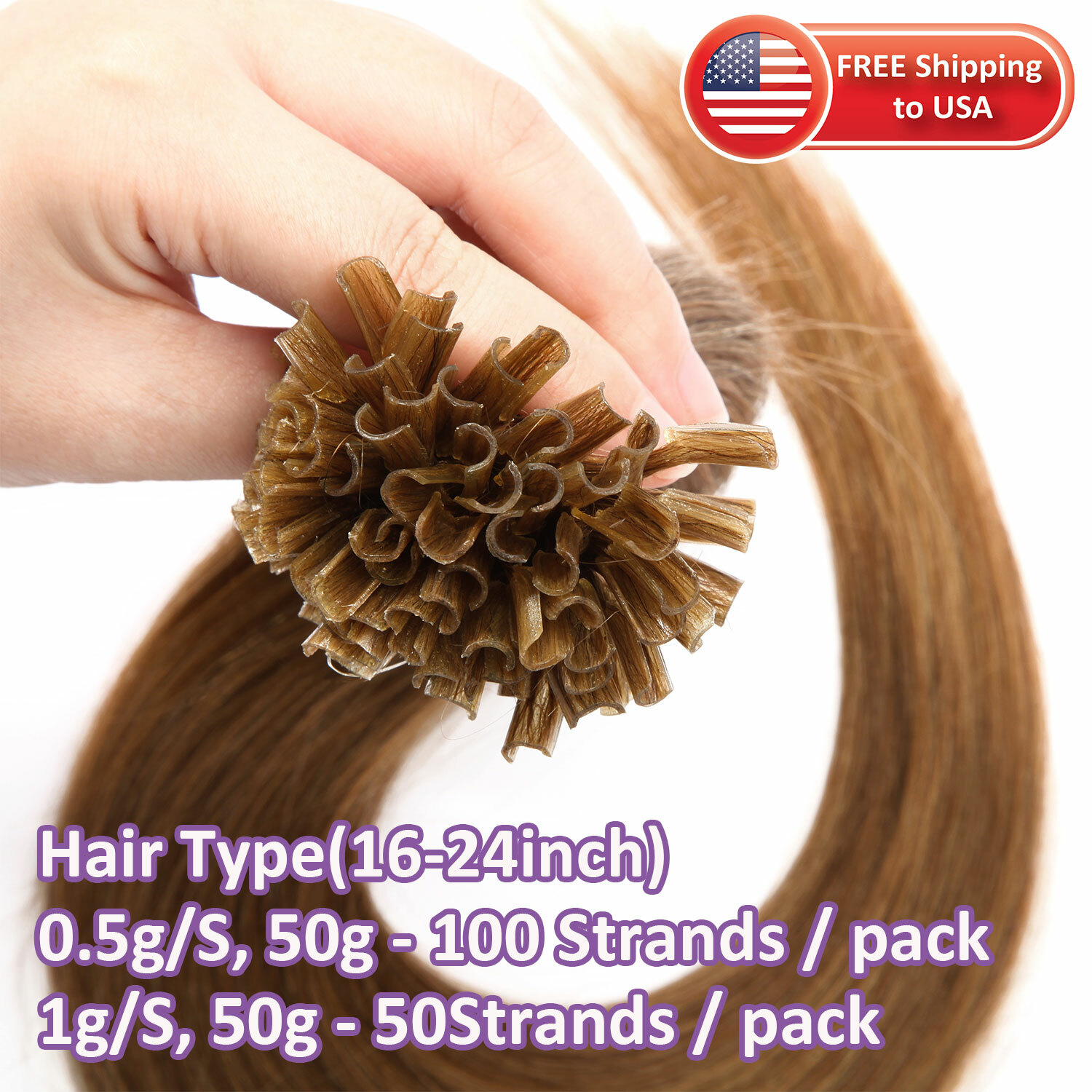 100% Real Keratin Pre Bonded Nail U Tip Remy Human Hair Extensions 14″-24″ THICK