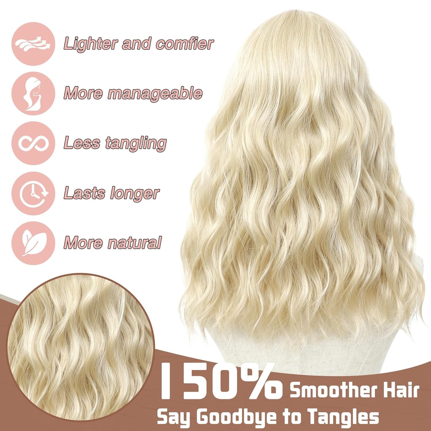 Xiweiya 60 Platinum Blonde Curly Wig Short Blonde Lace Front Wig Natural White