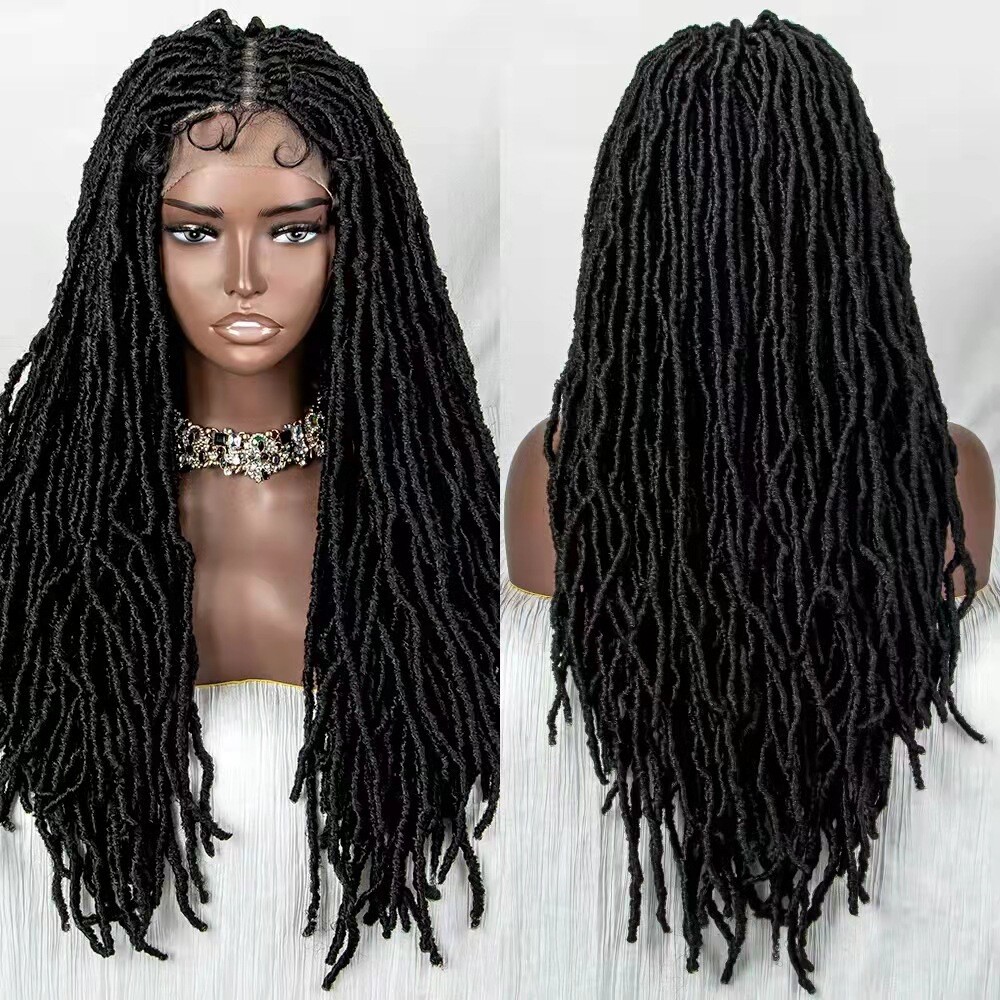 Faux Locs Wig with Lace Front Dreadlock Wig with Baby Hair Synthetic Soft Curly