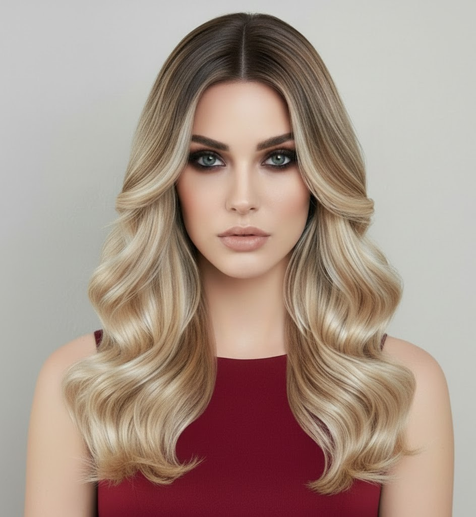 Blonde Ombre Invisible 2 Clips Hair Pad/Patch 8 Inches Long