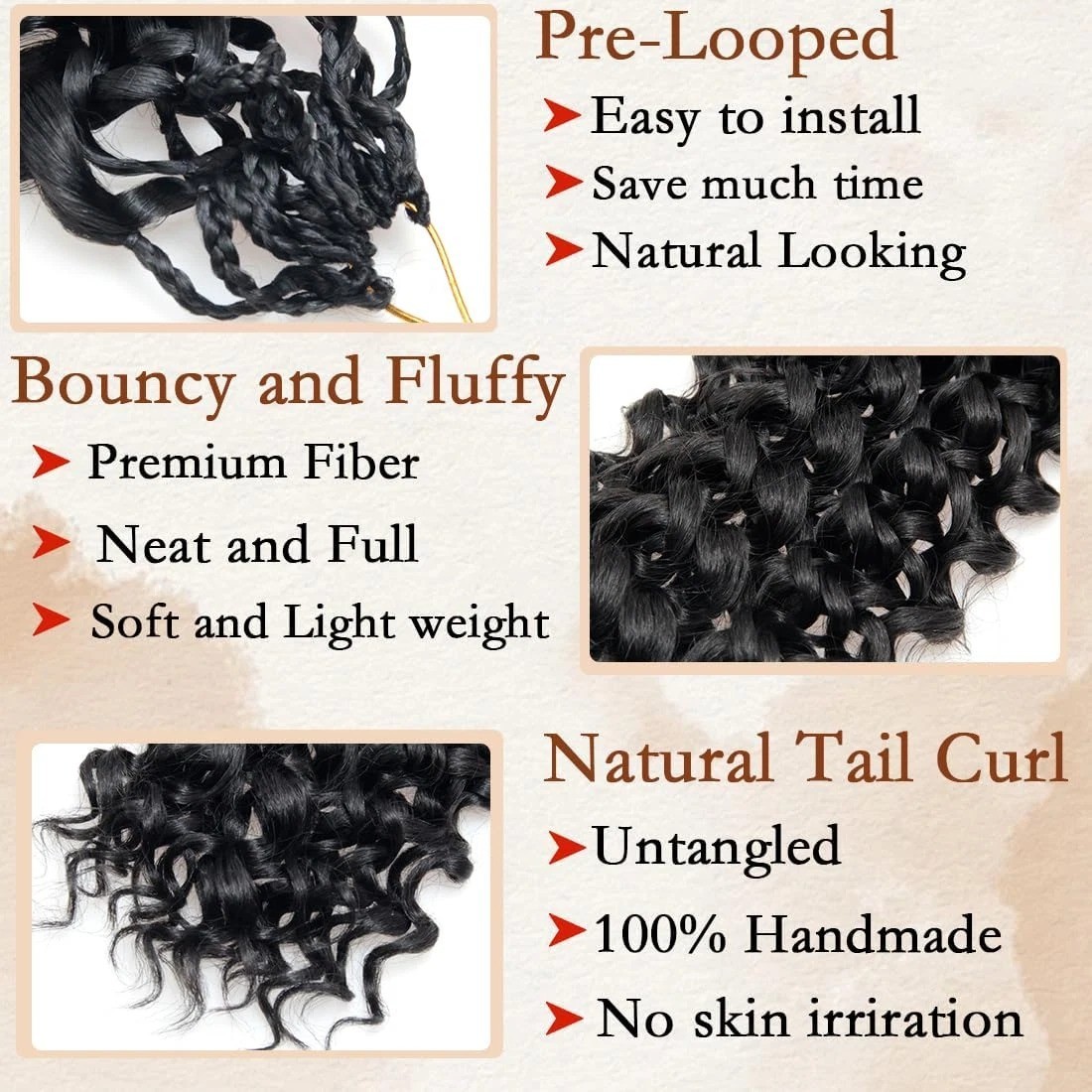 Gogo Curl Crochet Hair 8 Packs Pre Looped Short Curly Ocean Water Wave Synthetic
