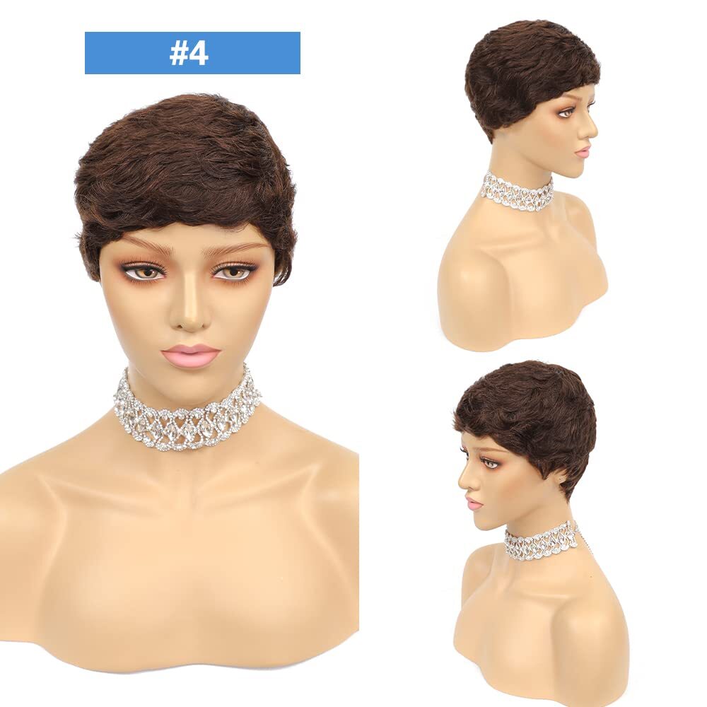 Short Pixie Cut Wigs Human Hair Wigs Layered Black Pixie Wigs