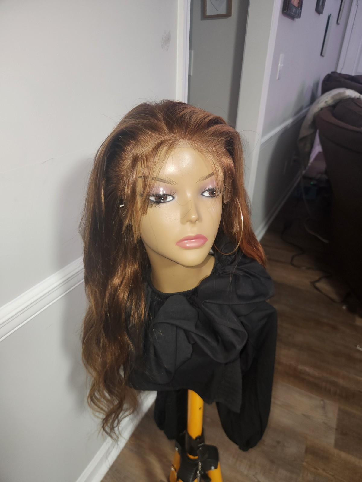 Pre-everything Human BLEND Hair Lace Front Wig 30 in Wavy Free-Part Brown