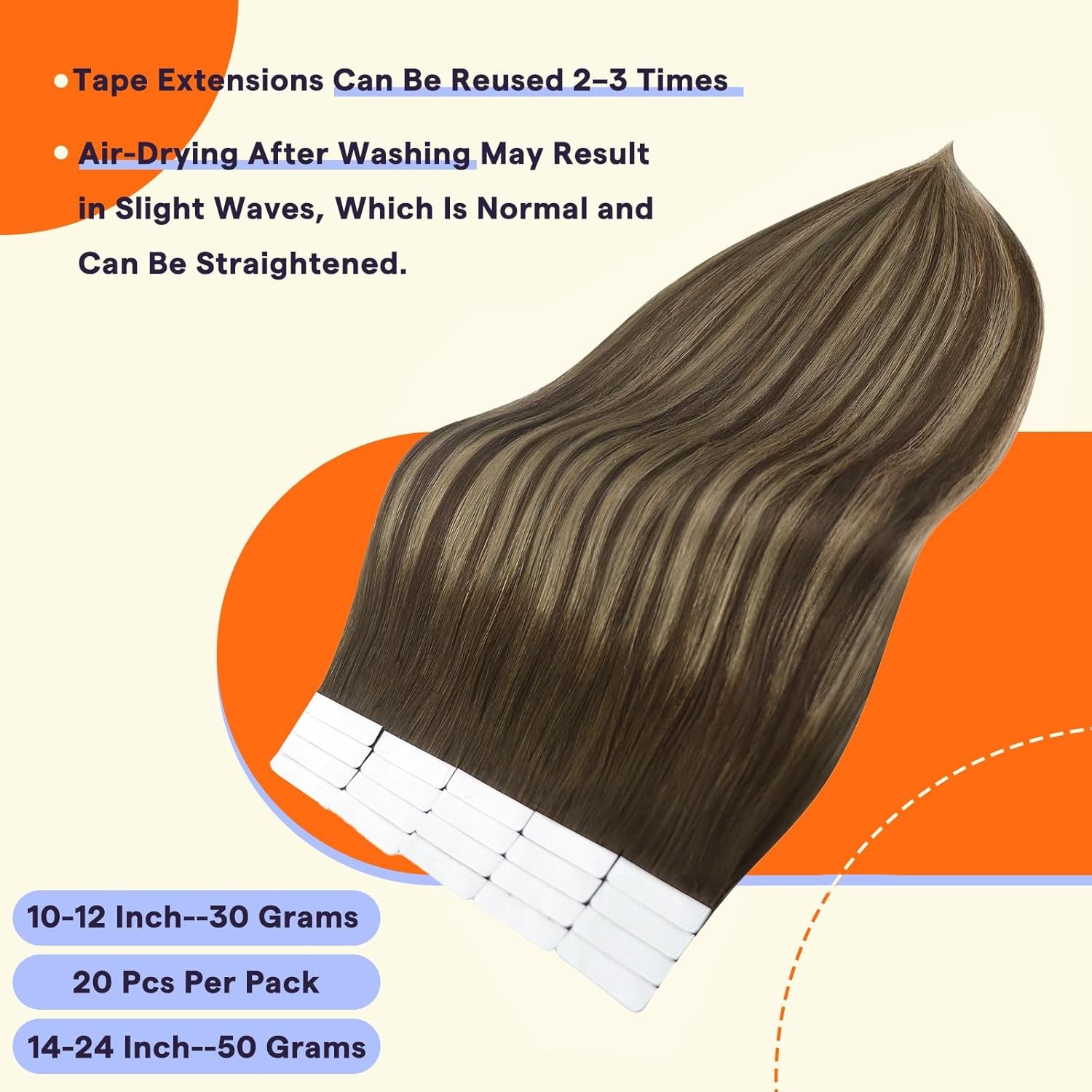 Full Shine FISHLINE 16″ Brown/Honey Blonde Wire Hair Extensions FP 4-24-4_80G4