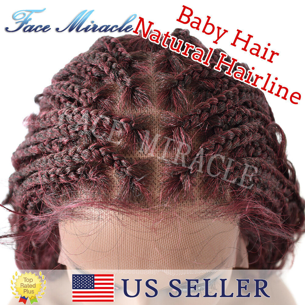18″ Box Braided Wig for Black Women Lace Front Hand Braids Synthetic Twist Wigs