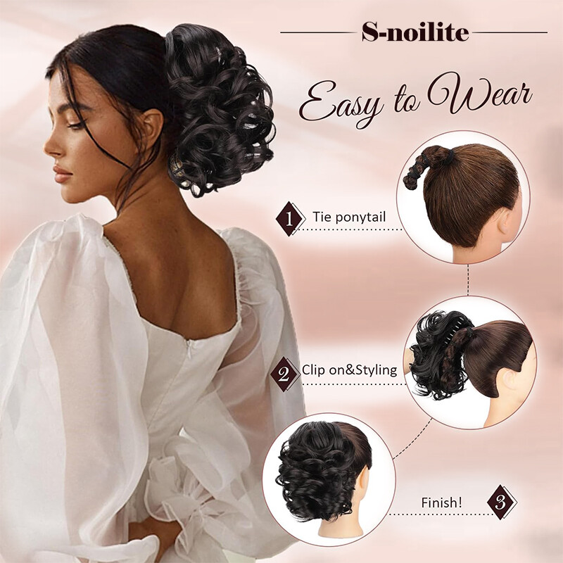 US Claw Clip Hair Bun Ponytail Extensions Curly Chignon Straight Updo Hairpiece