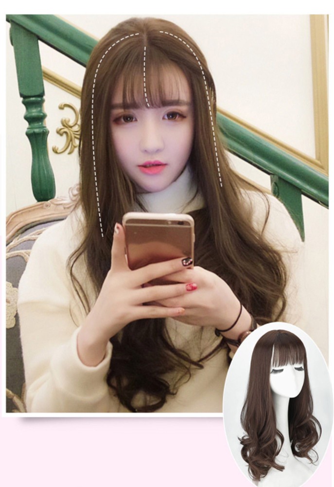 22″ Brown Long Wavy Clip in Synthetic Hair Wig Topper Piece Brown Hair Piece Wig