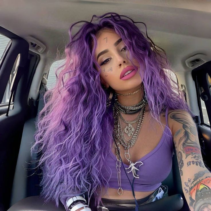 Water Wave Purple Wavy Wig for Women 100% Human Hair Lace Front Wigs Pre Plucked