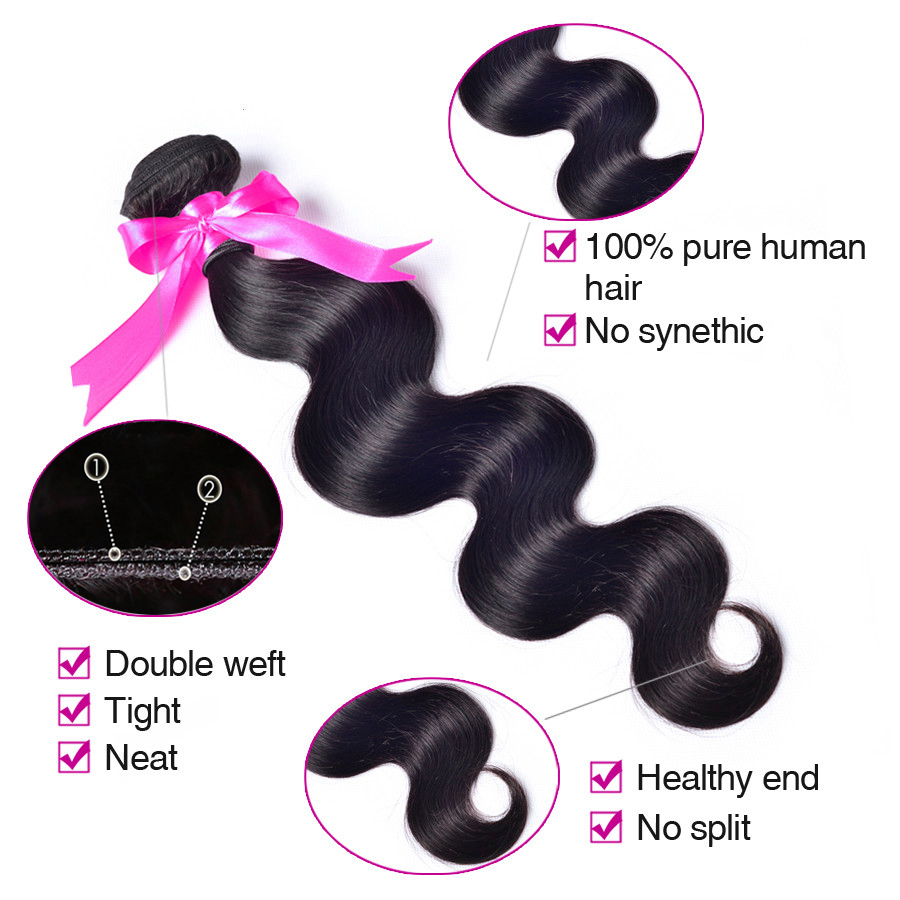 Unprocessed Virgin Remy Human Hair Weave Sew In Body Wave 1 or 3 Bundles 100g/B