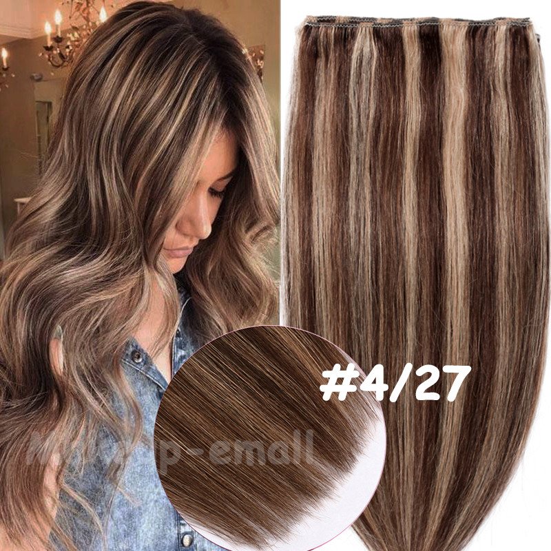 Deluxe THICK Clip in Remy Human Hair Extensions Black Brown Blonde Full Head US