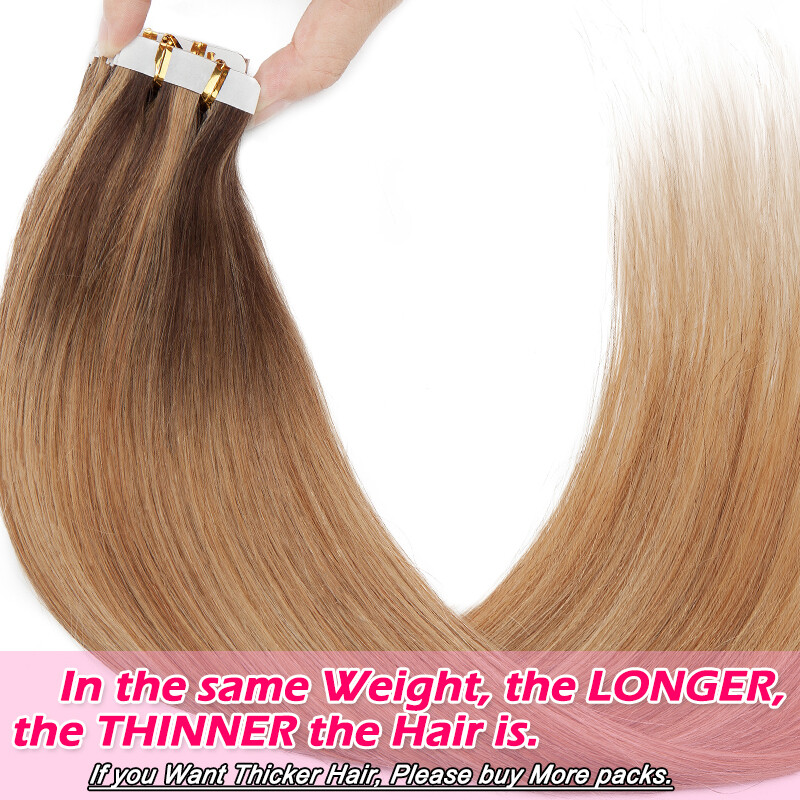 12-24inch Invisible Tape In Remy Human Hair Extensions Ombre Highlight Thick US
