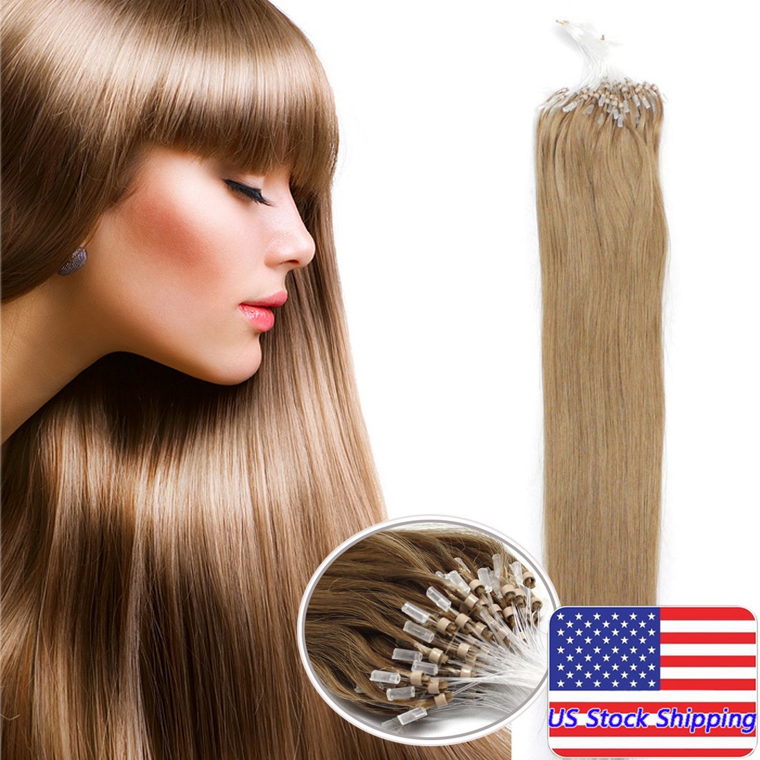 Micro Bead Hair Extensions Easy Loop Micro Links Human Hair Real Remy Straight