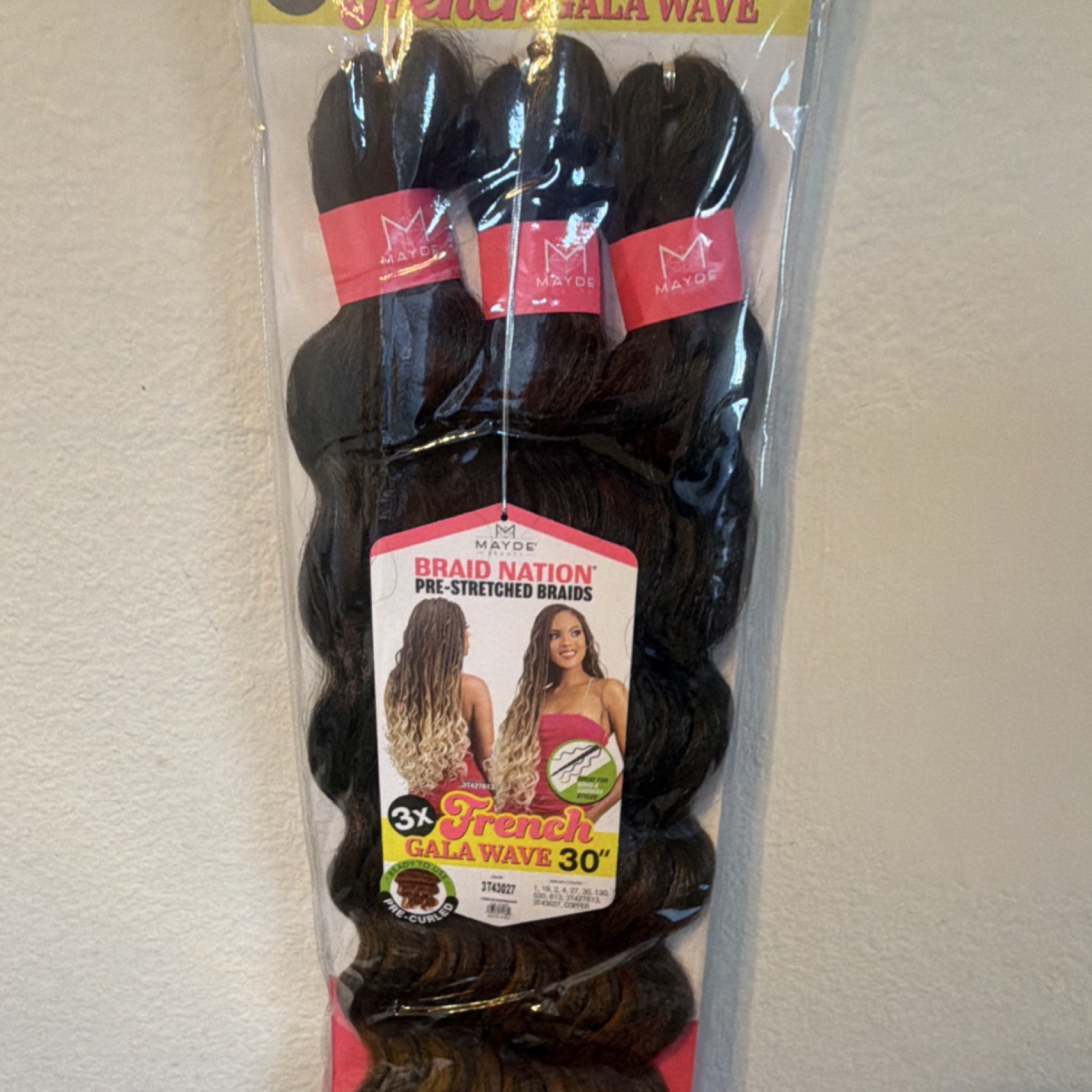 Mayde Braid Nation French Gala Wave Pre-Stretched Synthetic 3X 30″ Hair