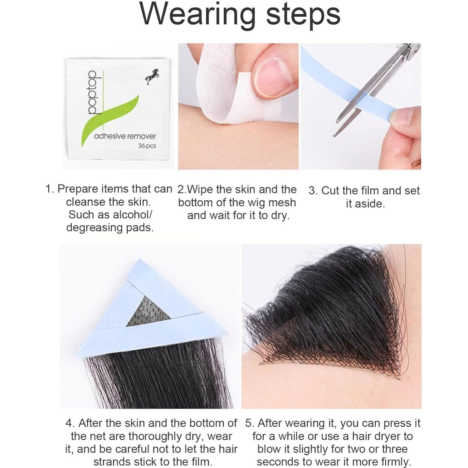Front Hairline 100% Human Hair Patch Full Skin Base Cover-Up Topper Piece Toupee