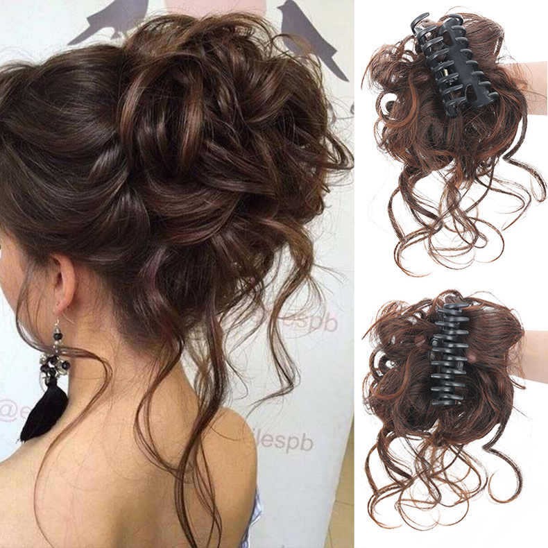 Large Messy Bun Hair Pieces for Women Wavy Curly Fake Hair Bun Extensions Access