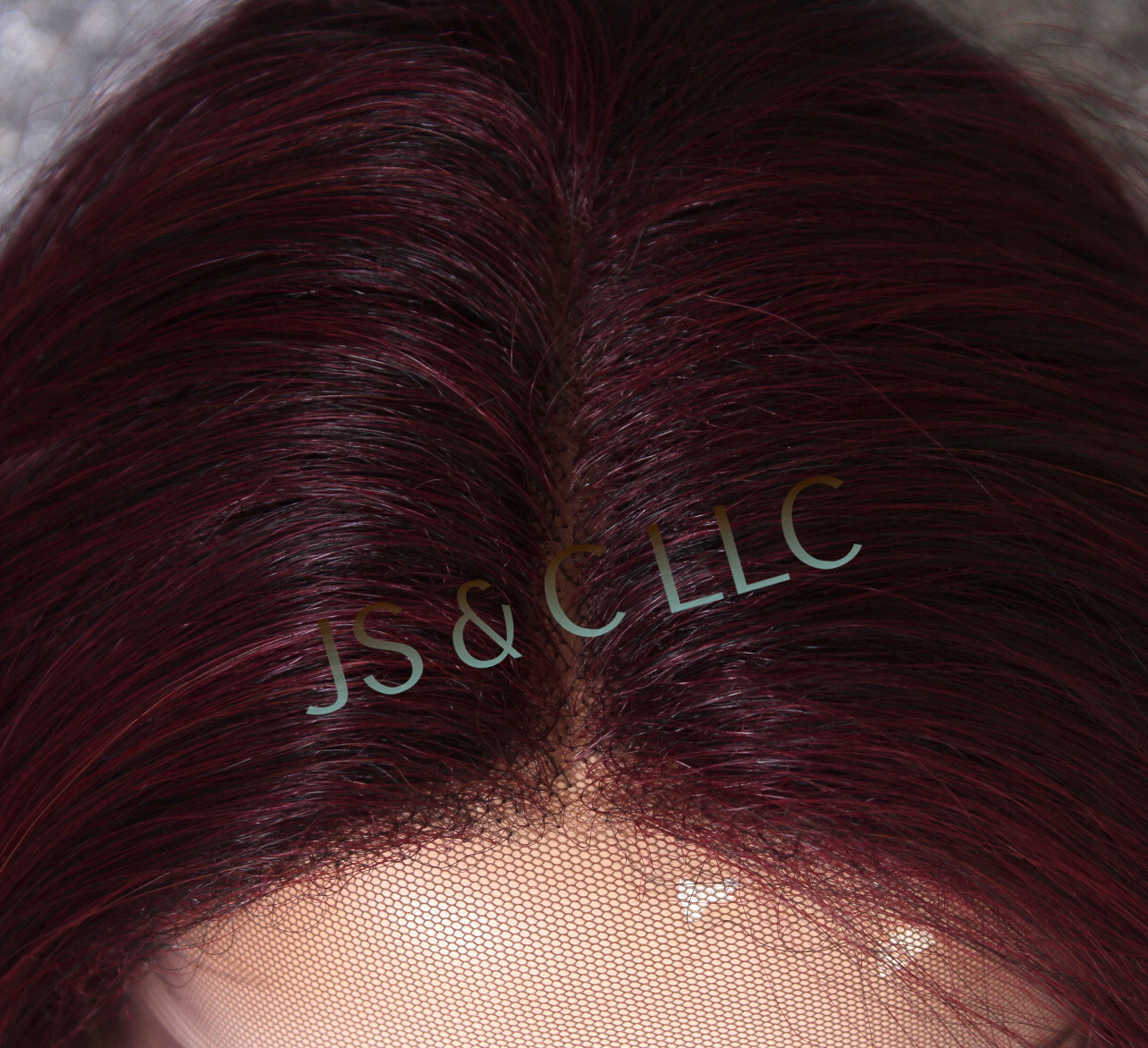 Human Hair Blend Full Mono Lace Front Wig Wavy Burgundy mix Heat OK WBSG 1B-burg