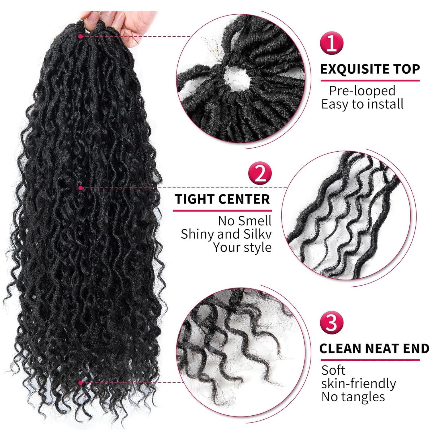 Goddess Locs Crochet Hair 18Inch Boho Faux Locs With Curly Ends River Hippie Loc