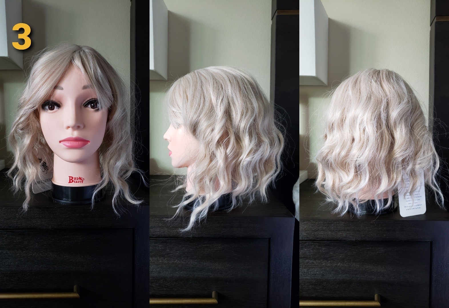 Women’s Platinum Blonde Wavy Bob Wig, Synthetic Crossdresser & LovedoII Acessory