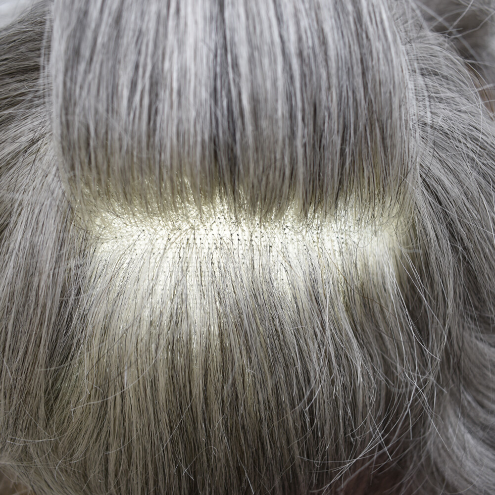 Thin Skin Mens Toupee Hair Replacement System Fine Mono Hairpiece Human Hair Wig