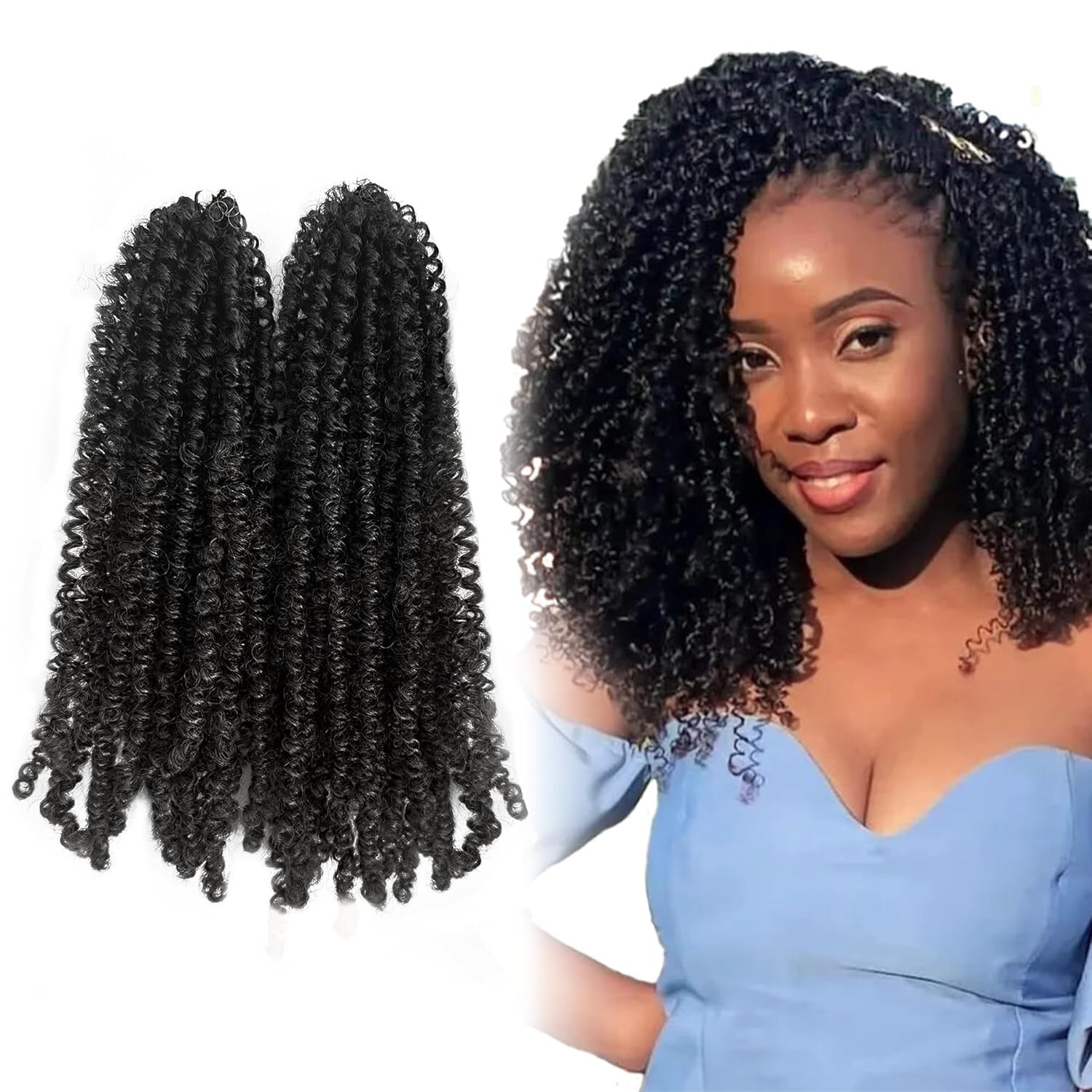 5 PACK Premium Hand-Made Yanky Twist Mini Spring Crochet Hair 10 inches Black
