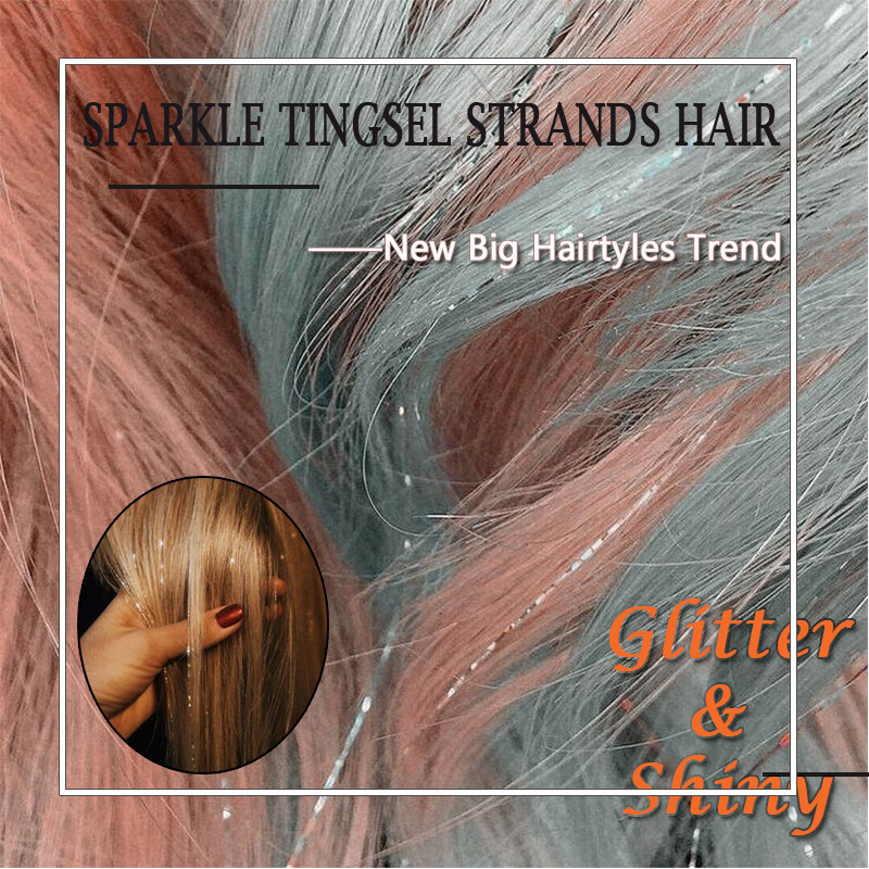 47In Hair Tinsel 4400Strands 12 Colors Sparkling Holographic Extensions Glitter