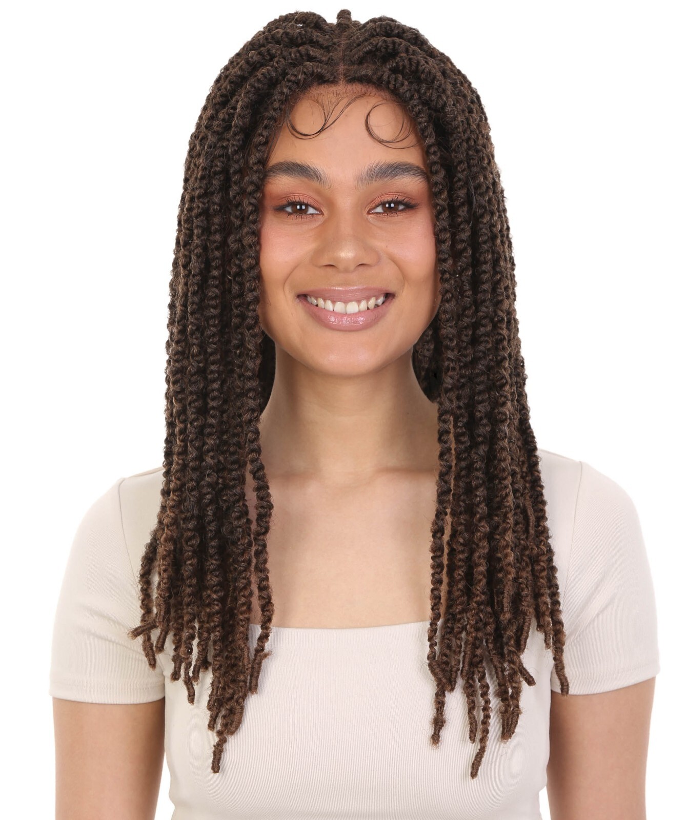 LUXLUXE Lika Curly Lika 24 in Long Lika 4X4 Hand Tied Lace Braid Braided Wig