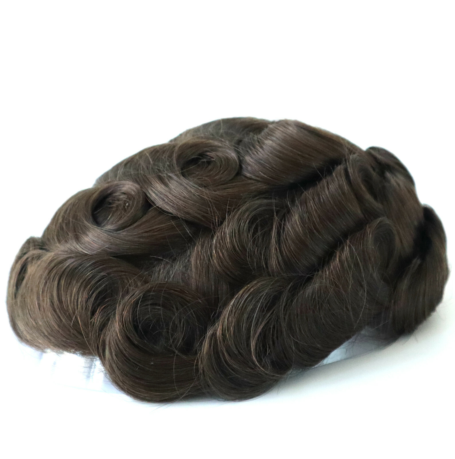 Mens Hair Replacement System V-loop Scalloped Front Toupee Human Hairpieces #4