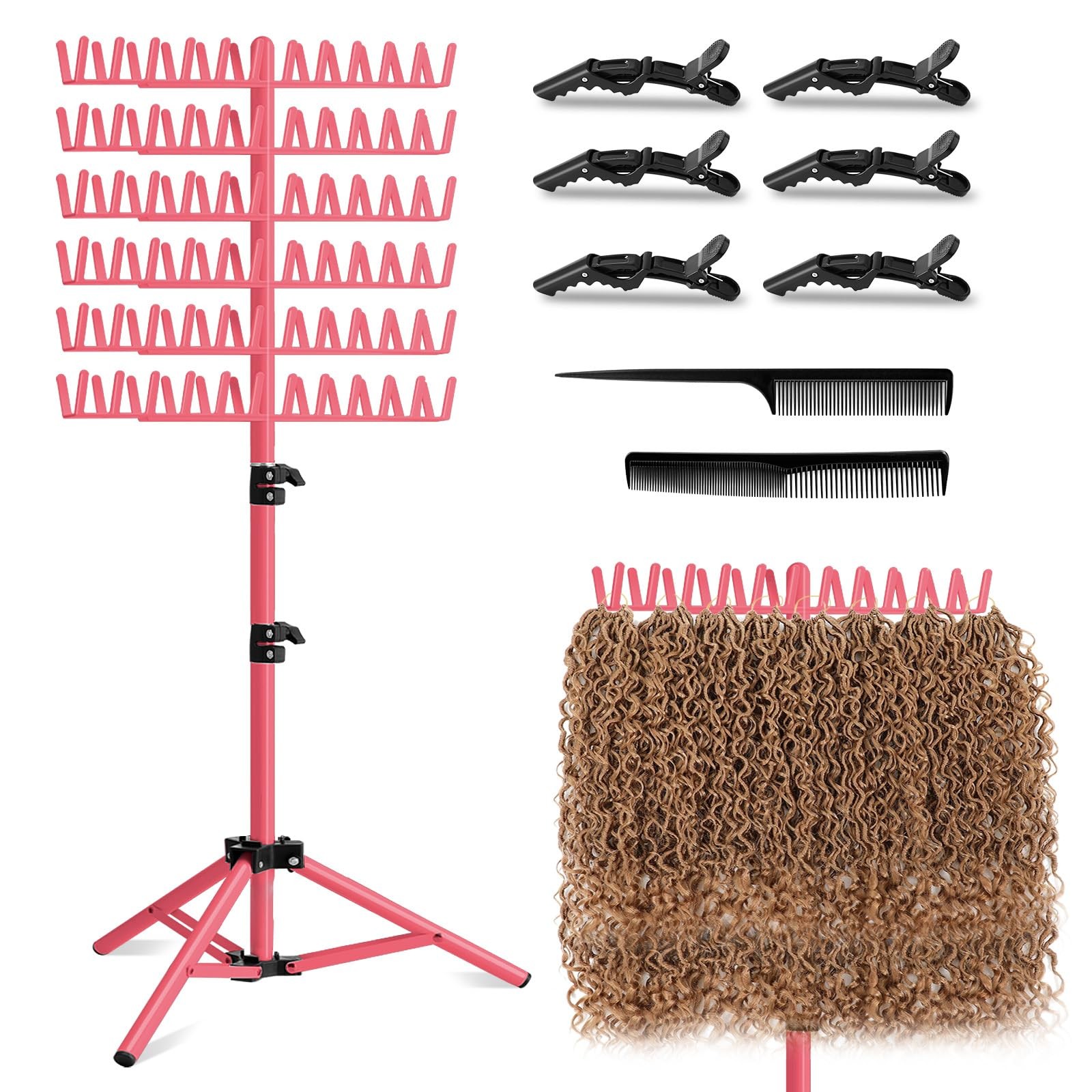 LPHGFZA Braiding Hair Rack, 144 Pegs Braiding Rack Stand for Hair, 2-sided