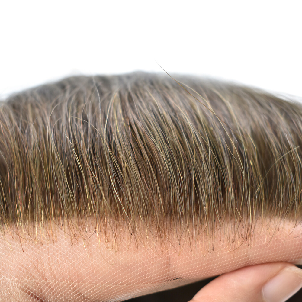 French Lace Front Mens Toupee Poly Pu Hairpiece Natural Hair Replacement Systems