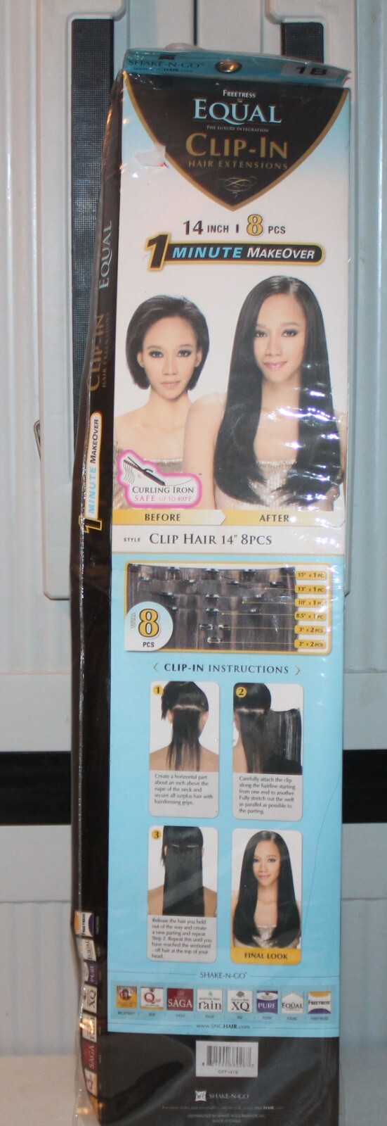 Freetress Equal Clip-In Hair Extensions 8 pcs 14 Inch Hair Weave 1B (New)