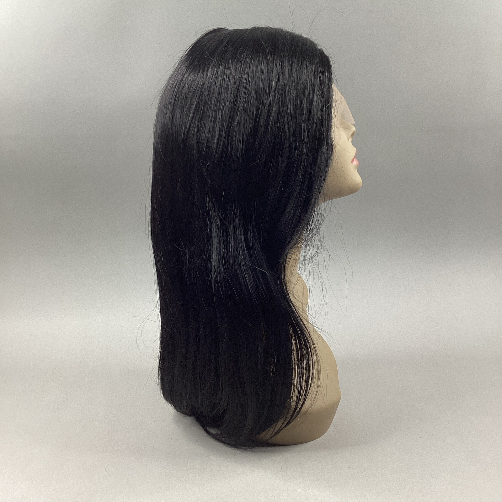 24” Natural Straight Wig Natural Off Black 100% Human Hair Ear to Ear Lace Front