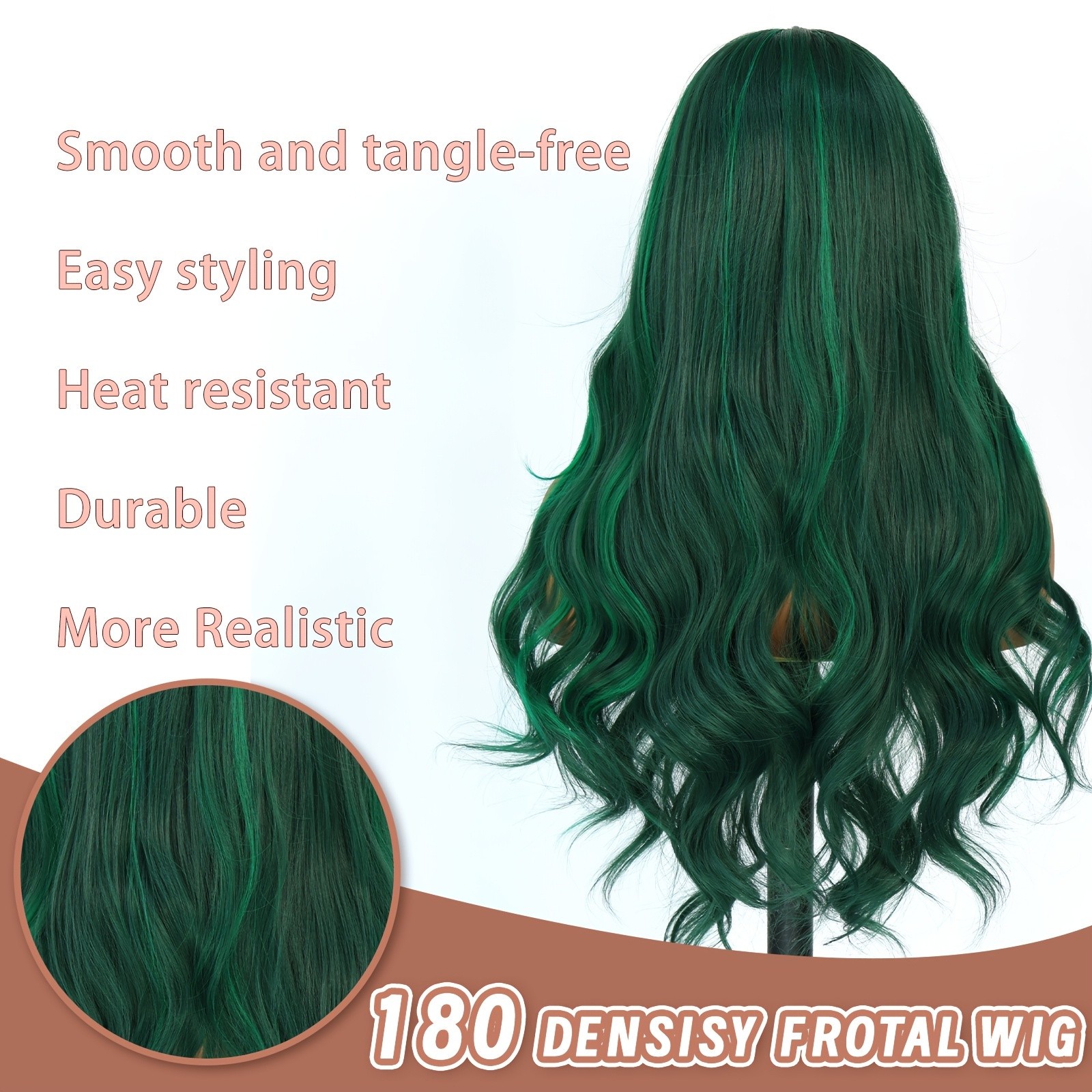 13×4 Ombre Green Body Wave Lace Front Wigs Long Wavy Highlights Green Glueless