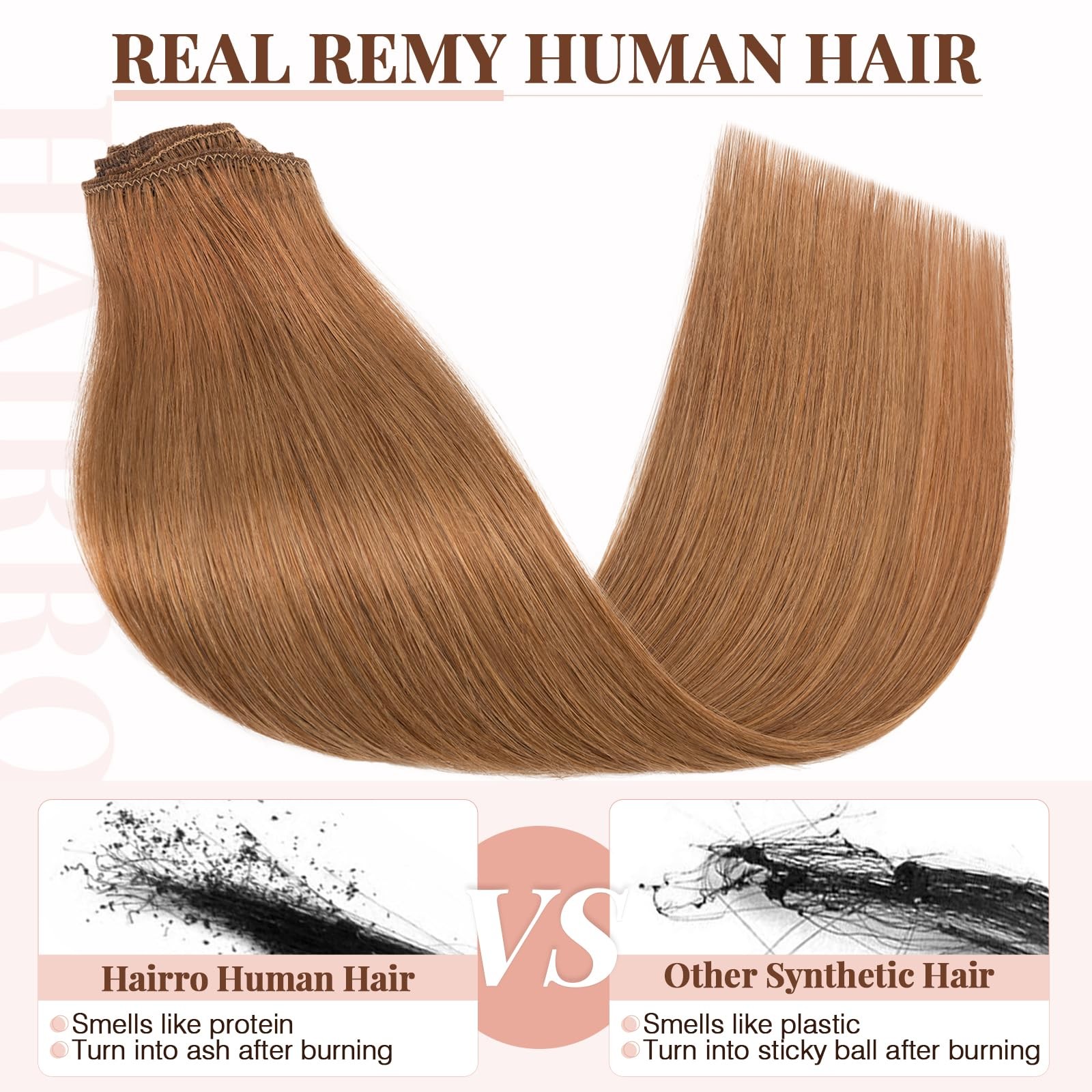 Hairro Clip In Hair Extensions 100 Real Human Hair 12 Inch 55G 8 Pcs 18 Clips