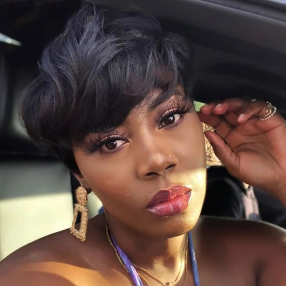 Human Hair Wigs Short Pixie Cut Wig For Black Women Machine Made Wigs